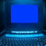 Close-up of a blue screen error shown on a data center control terminal.