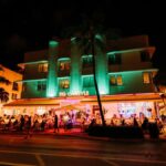 Stunning nightlife scene at The Carlyle, showcasing Miami Beach's vibrant atmosphere and Art Deco architecture.