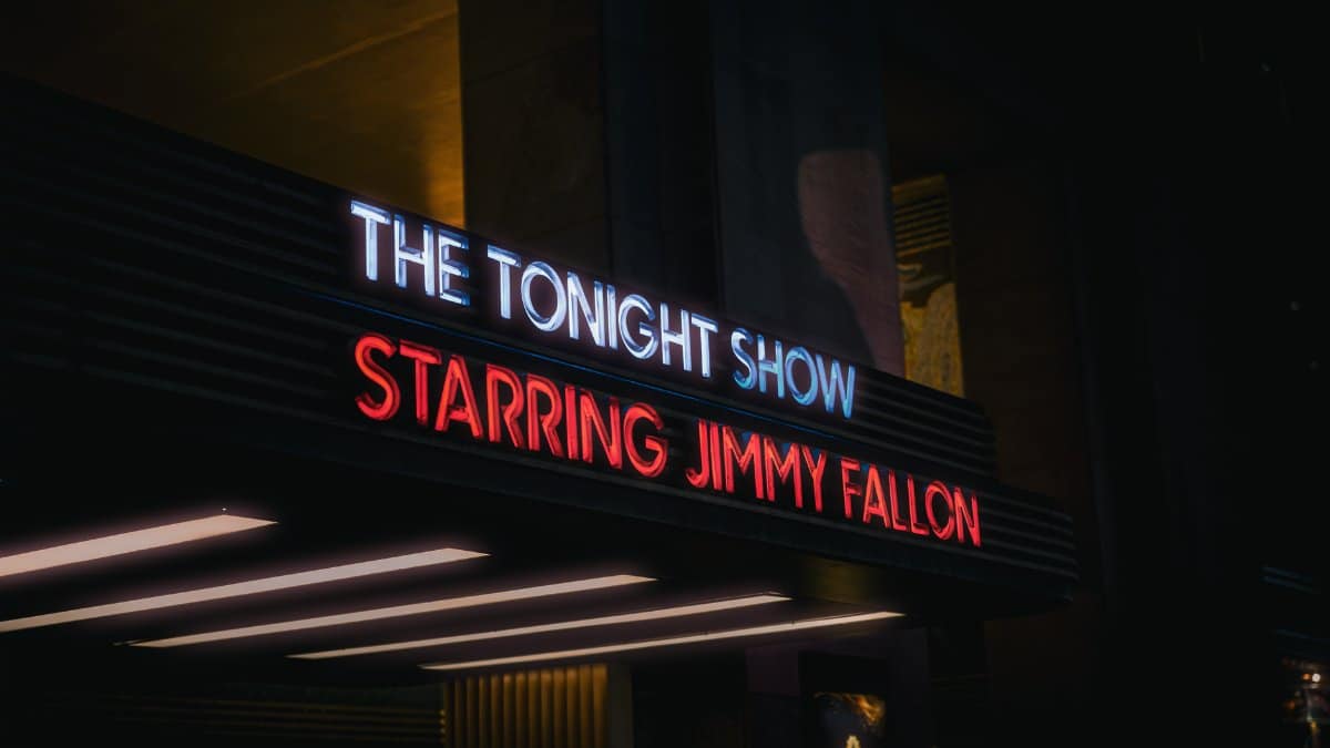 Illuminated marquee for The Tonight Show Starring Jimmy Fallon in NYC.