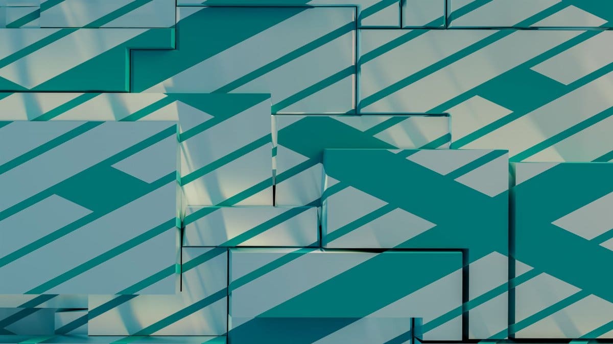 A creative digital render of blue geometric patterns with dynamic lines in an abstract style.