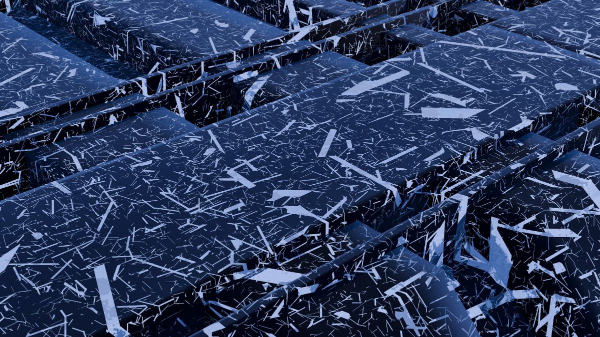 Abstract geometric design with blue textures and intricate details in high-resolution format.