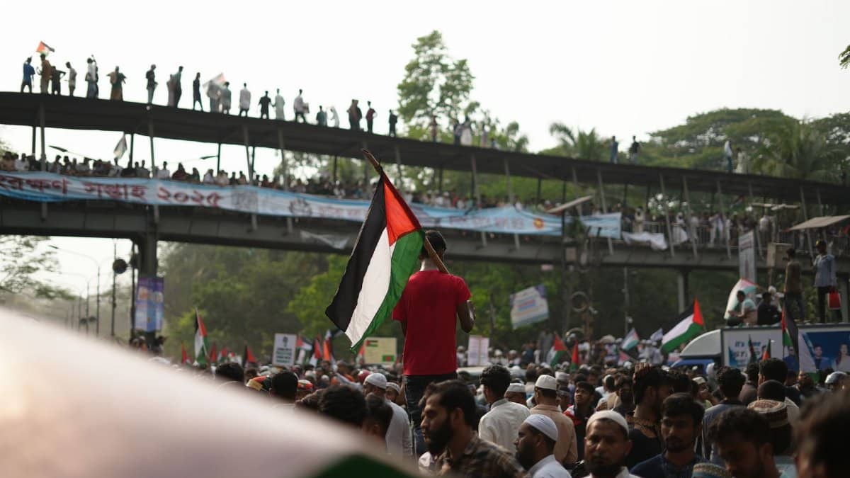 Massive public demonstration for Palestinian support in Dhaka, Bangladesh.