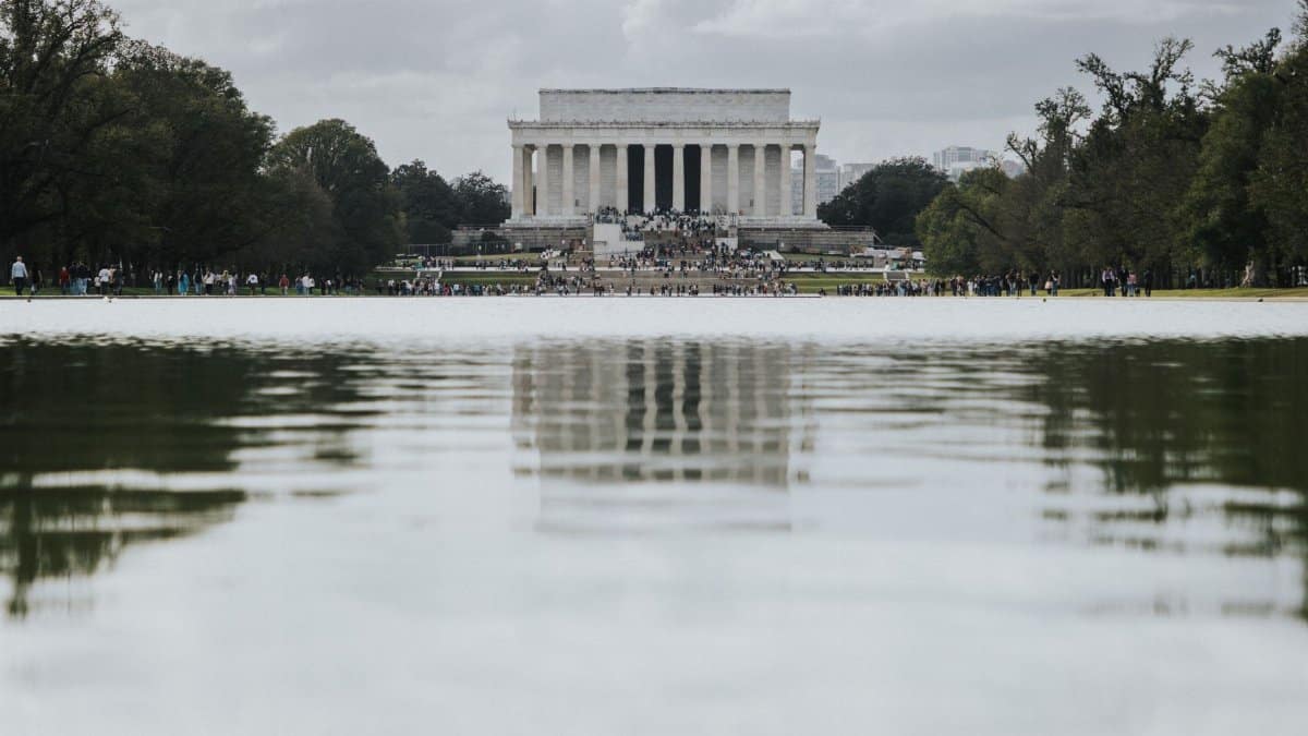 Stunning view of Lincoln Memorial across Reflecting Pool in Washington, D.C.