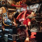 Explore a retro Istanbul thrift shop with vintage TVs and eclectic art displays.