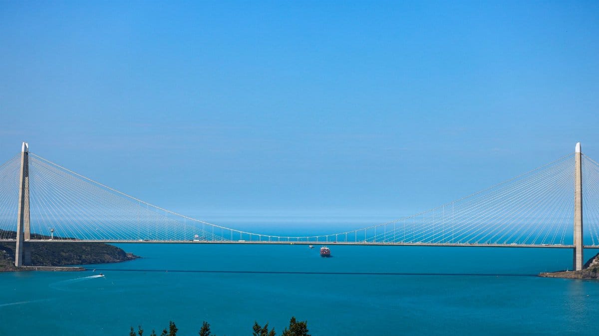 Stunning view of the Yavuz Sultan Selim Bridge spanning the Bosphorus Strait in Istanbul.