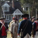 Actors portraying Revolutionary War soldiers in Washington Crossing, PA reenactment.