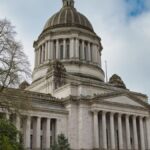 Majestic view of the Washington State Capitol in Olympia with clear skies.