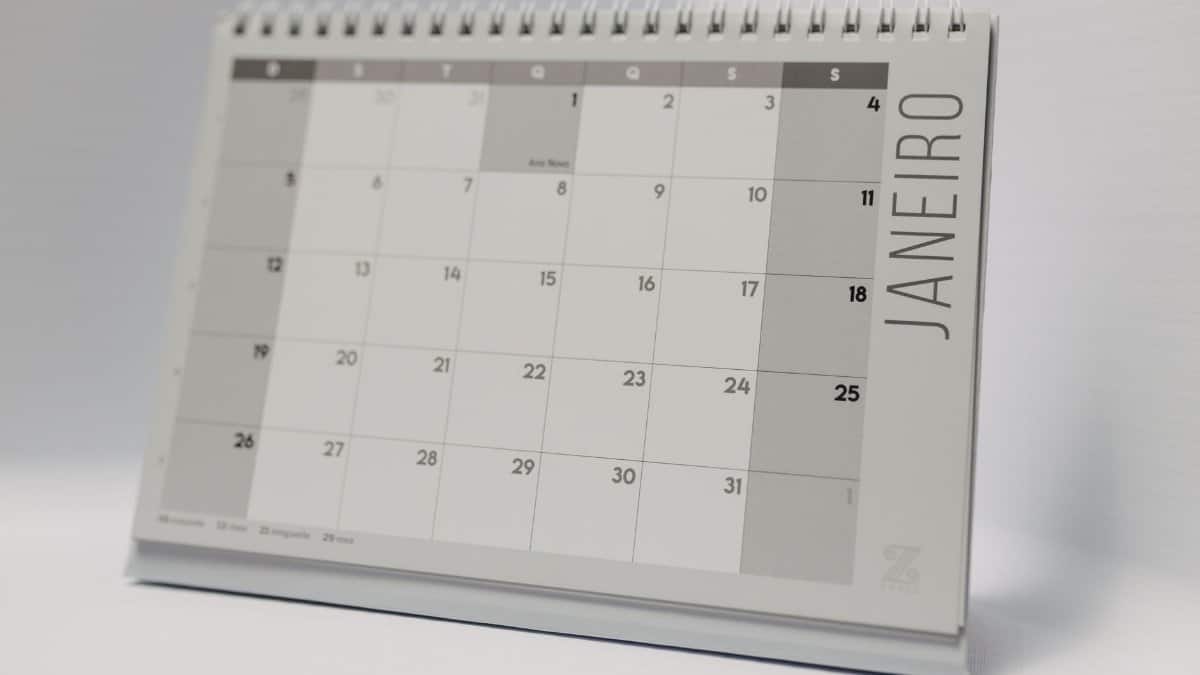 Minimalist desk calendar displaying the month of January with clean design.
