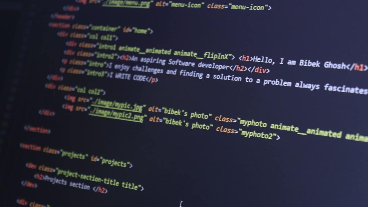 Colorful HTML code displayed on a computer screen for programming projects.