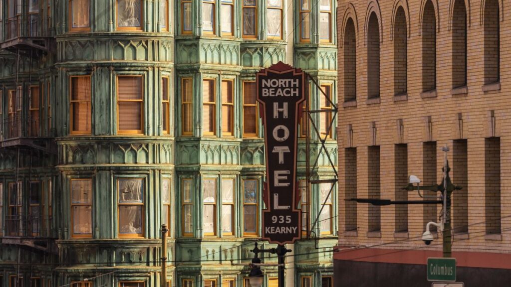San Francisco's historic North Beach Hotel showcases classic architecture with a vintage charm.