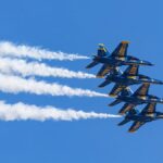 US Navy Blue Angels perform a stunning aerial display over San Francisco.