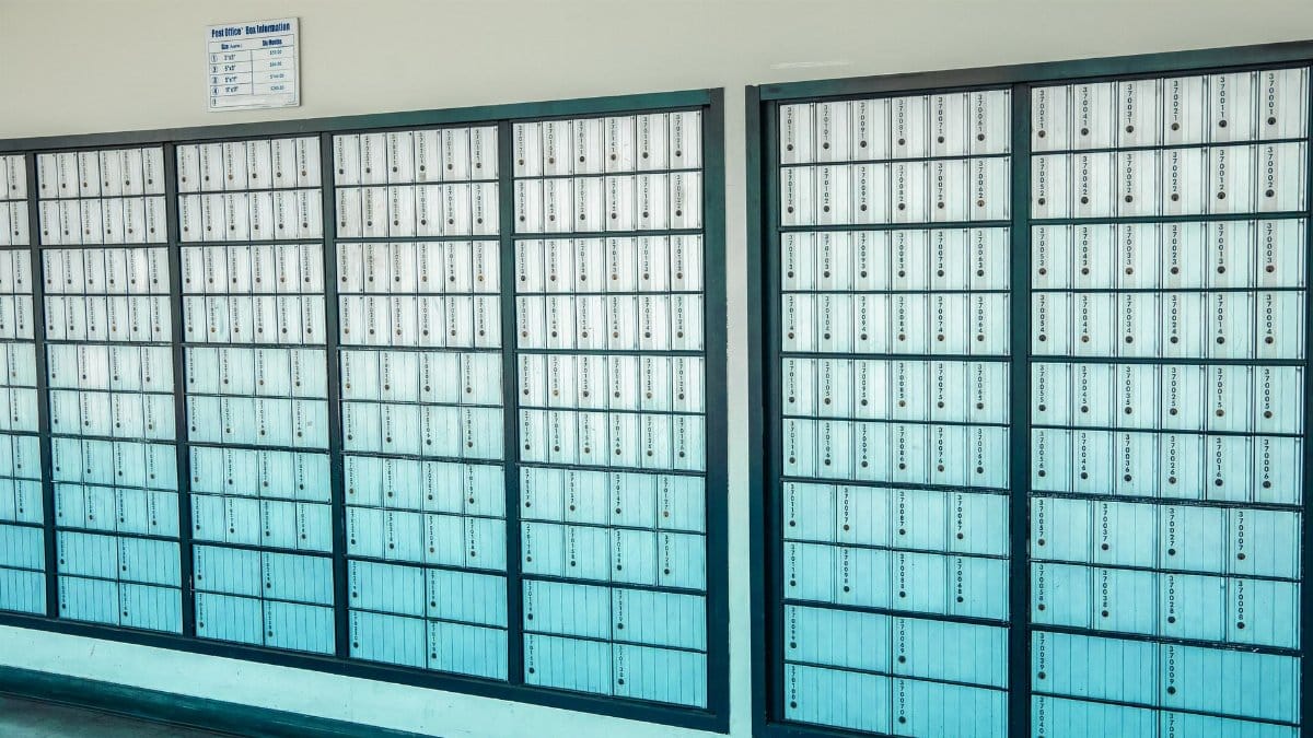 Rows of mailboxes in a Los Angeles post office showcasing organization and service.