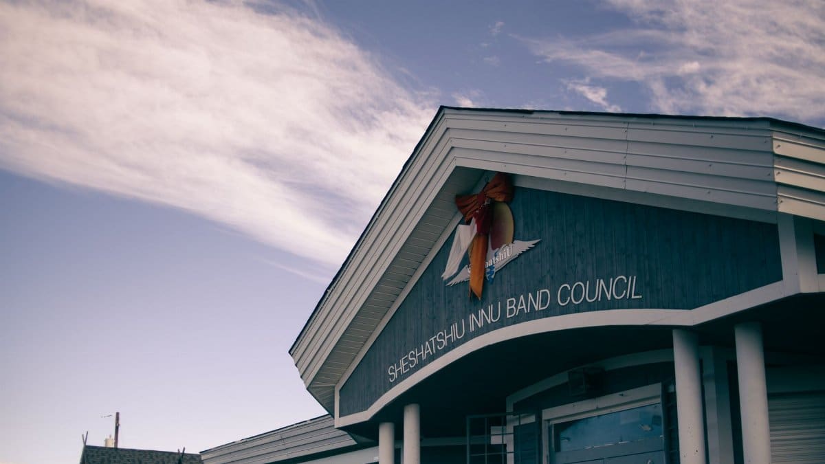 Exterior view of the Sheshatshiu Innu Band Council building in Newfoundland, Canada.
