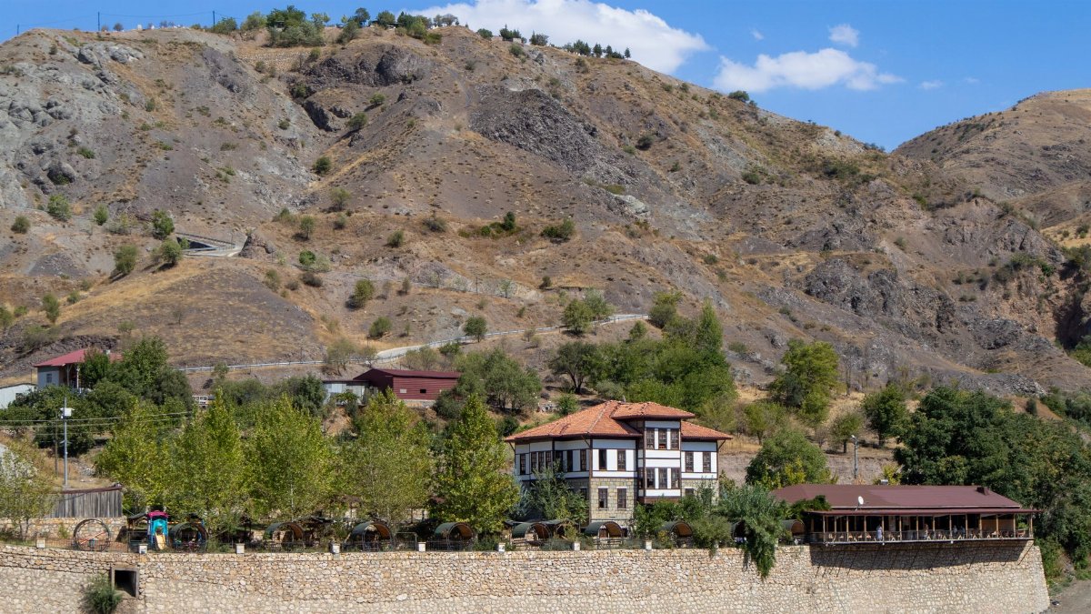 A picturesque view of historical architecture surrounded by natural landscapes in Palu, Türkiye.