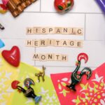Colorful flat lay with Latin American crafts celebrating Hispanic Heritage Month.