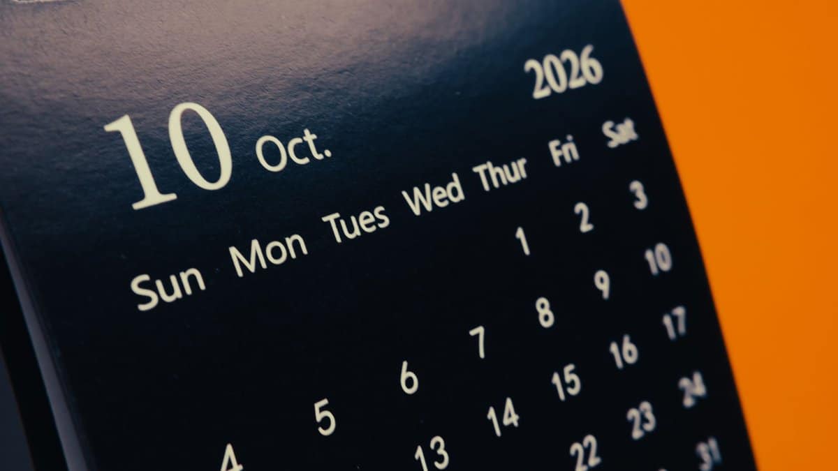 A detailed view of a calendar page showing October 2026 with focus on October 10th.