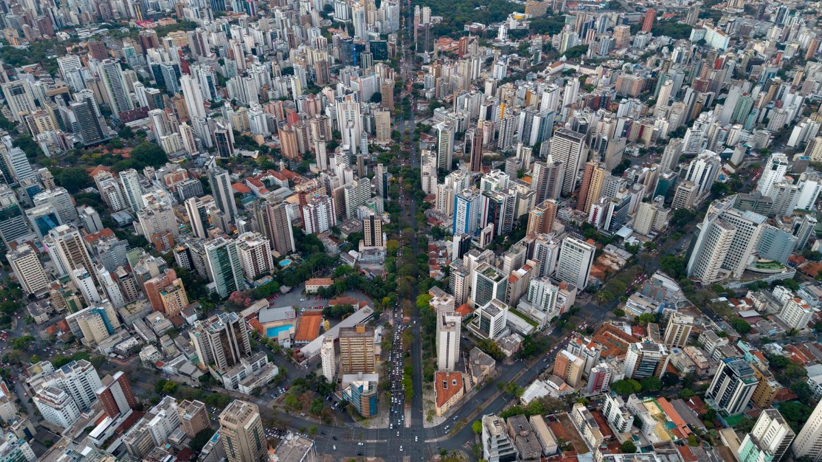 Stunning aerial view capturing the bustling urban landscape of Belo Horizonte, Brazil.
