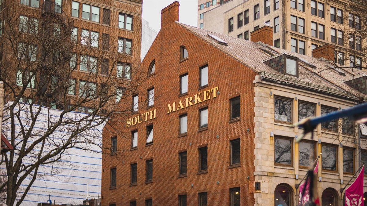 Historic South Market building in Boston, Massachusetts showcasing vintage urban architecture.