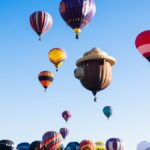 Stunning aerial display of colorful hot air balloons at the Albuquerque festival.