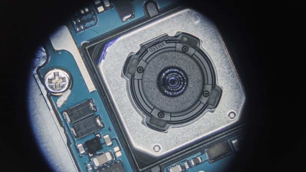Detailed close-up image of a circuit board component focusing on intricate details.