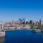 Stunning aerial view of Philadelphia's skyline and waterfront on a clear day.