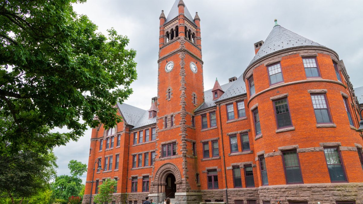 Explore the iconic red brick architecture of a historic college in Gettysburg during the day.