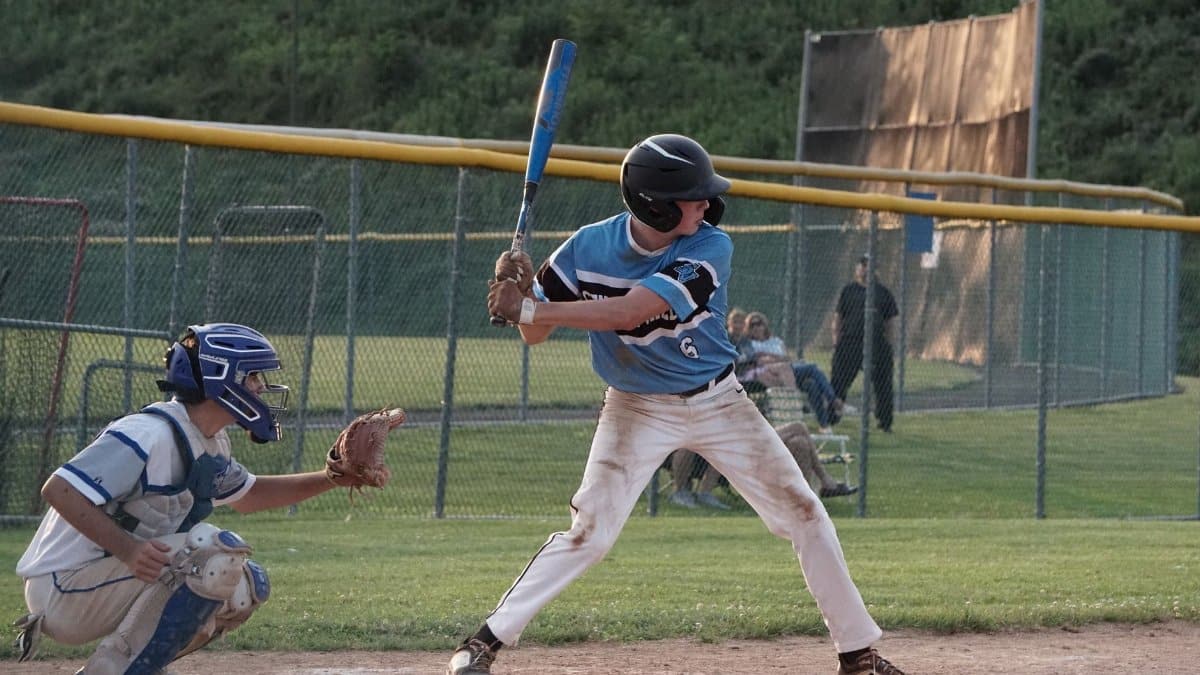 Young baseball players in action during a sunny outdoor game.