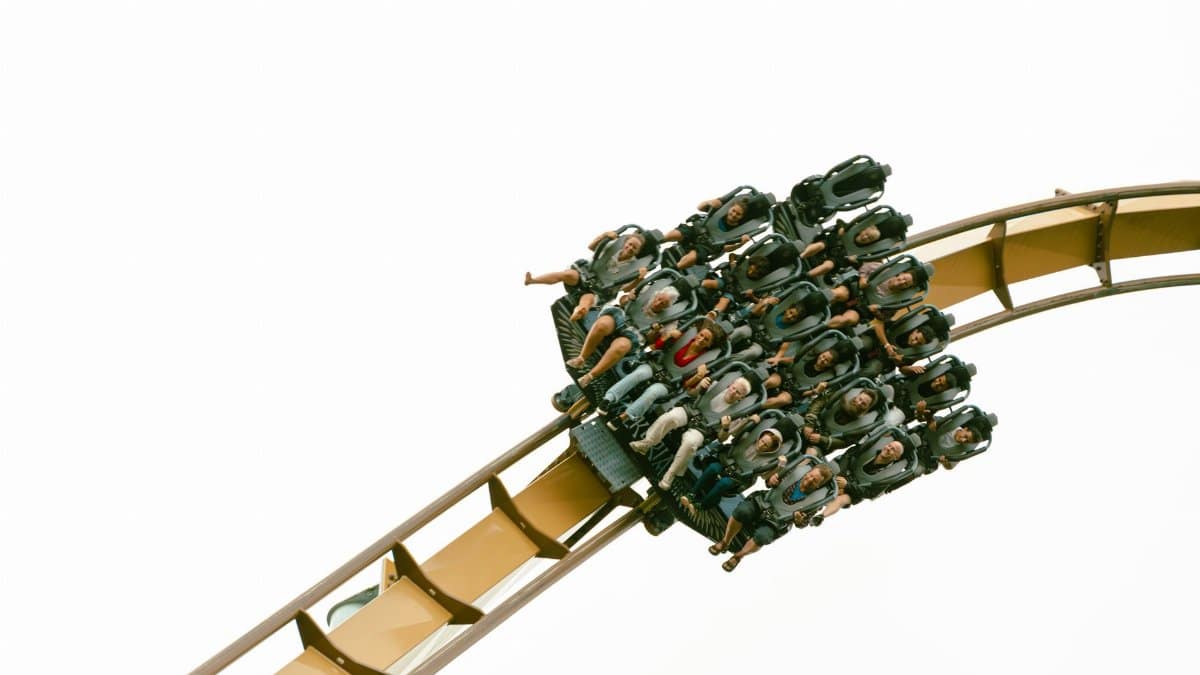 Experience the excitement of a high-speed roller coaster ride captured in Västra Götalands län, Sweden.