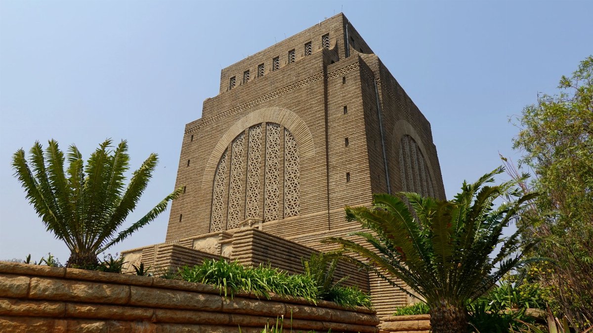 Majestic view of the historic Voortrekker Monument in Pretoria, South Africa.