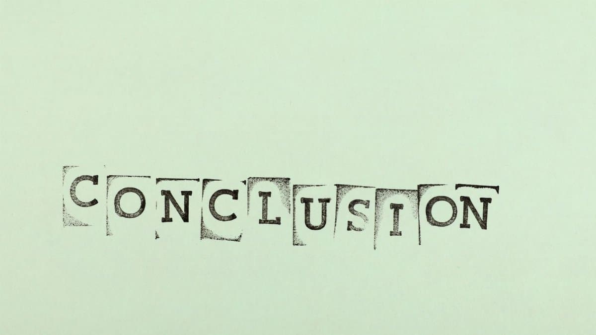 Minimalist graphic of the word 'CONCLUSION' on a green background.