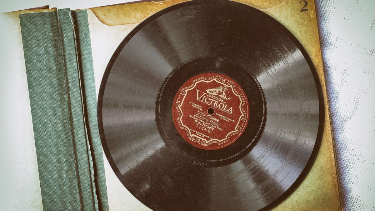A classic vinyl record in a retro sleeve evokes nostalgia and vintage music vibes.