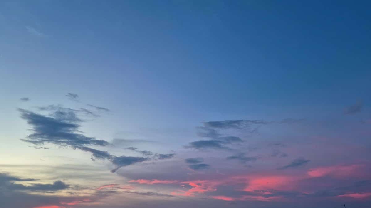 Beautiful twilight sky in Gia Lai, Vietnam with colorful clouds and vivid hues.