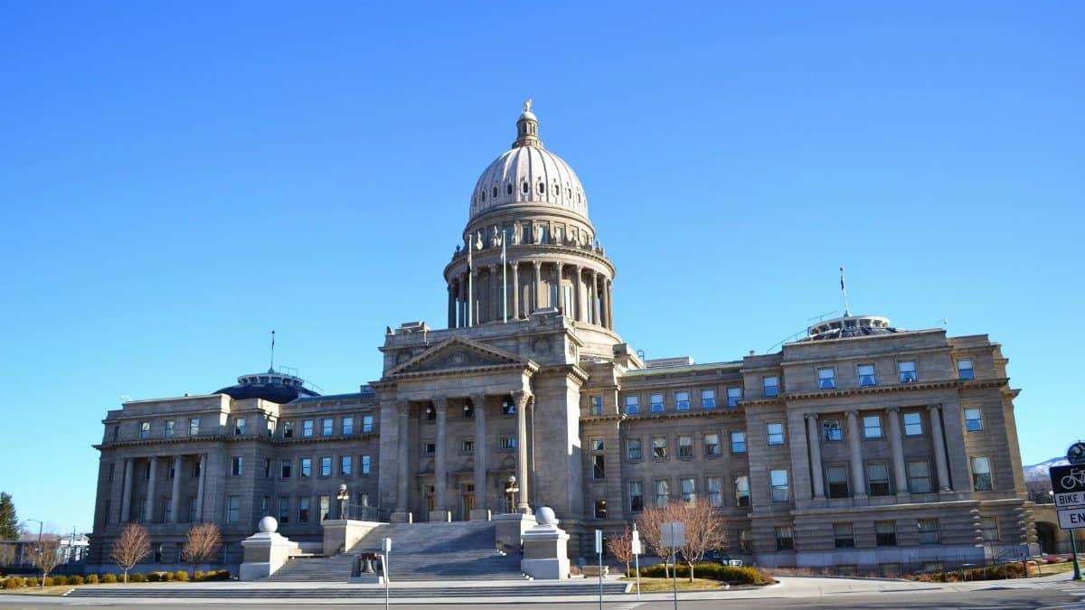 Elegant architecture of the Idaho State Capitol Building captured on a sunny day.