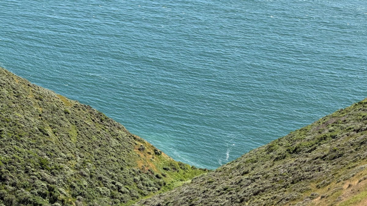 Breathtaking view of coastal cliffs and the blue ocean in California, USA.