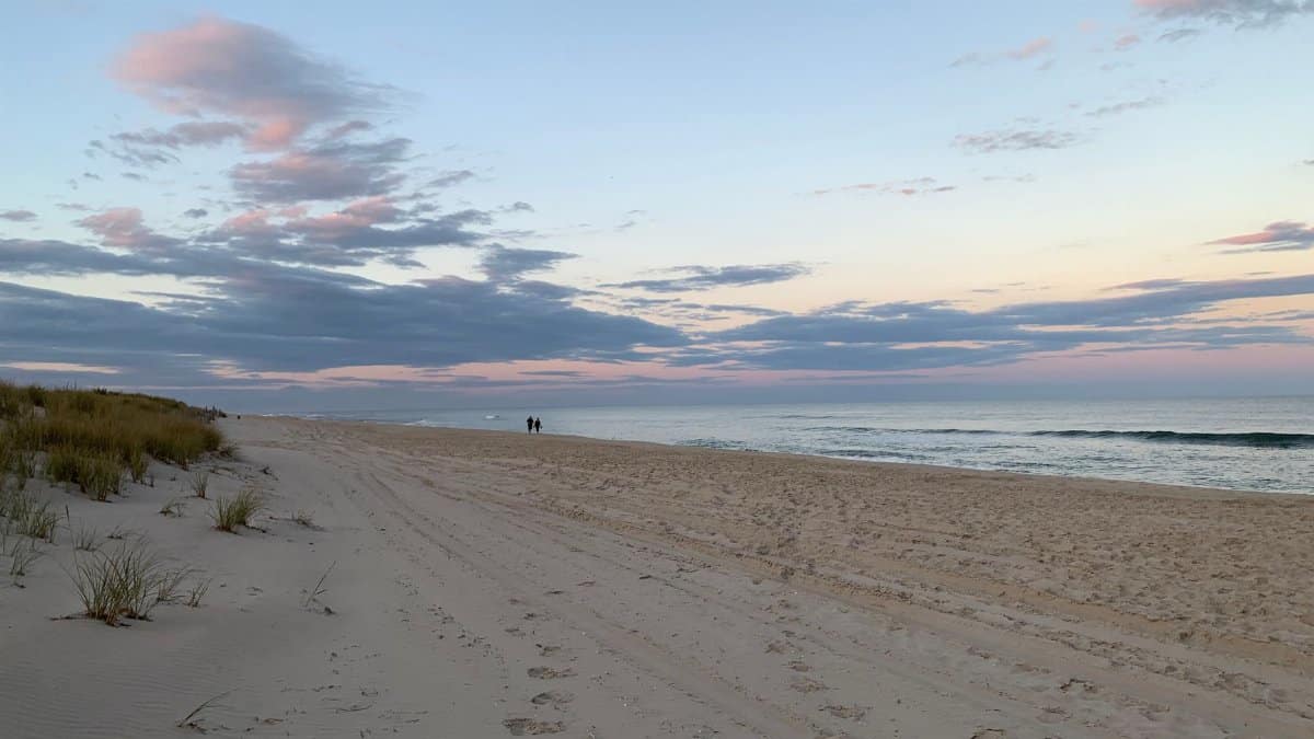 Beautiful sunset at a New Jersey beach, capturing serene ocean waves and colorful skies.