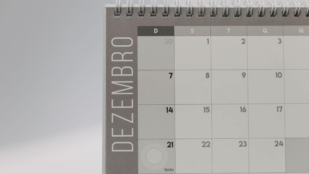 Simple minimalist calendar page for December with clean design.