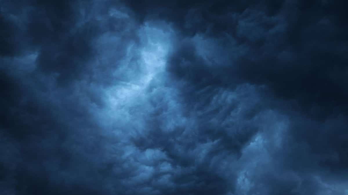 Gloomy storm clouds create a moody atmosphere above Garešnica, Croatia.