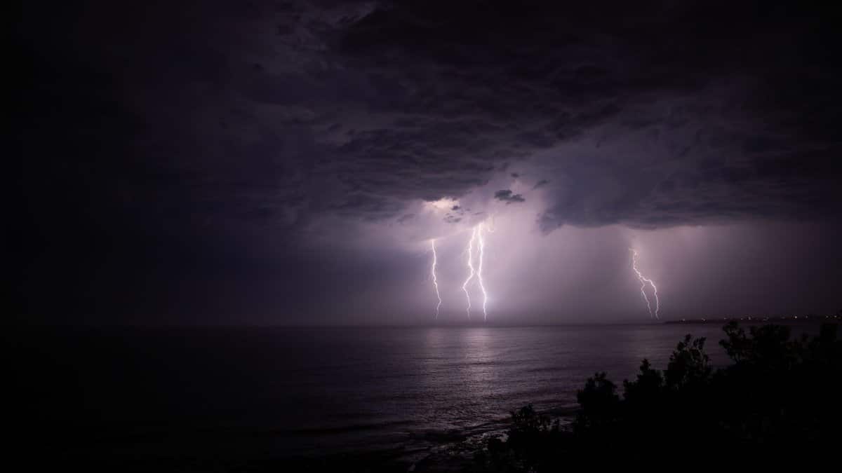 A powerful lightning storm illuminates the night sky over Culburra Beach, New South Wales.