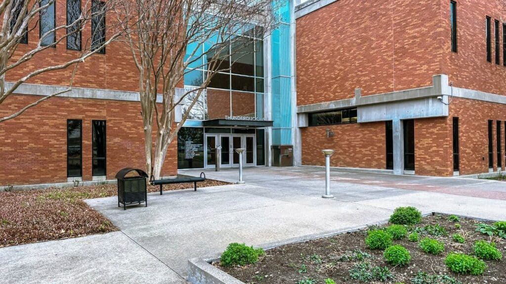 Exterior view of Thunderduck Hall at Dallas College Richland Campus in Texas.