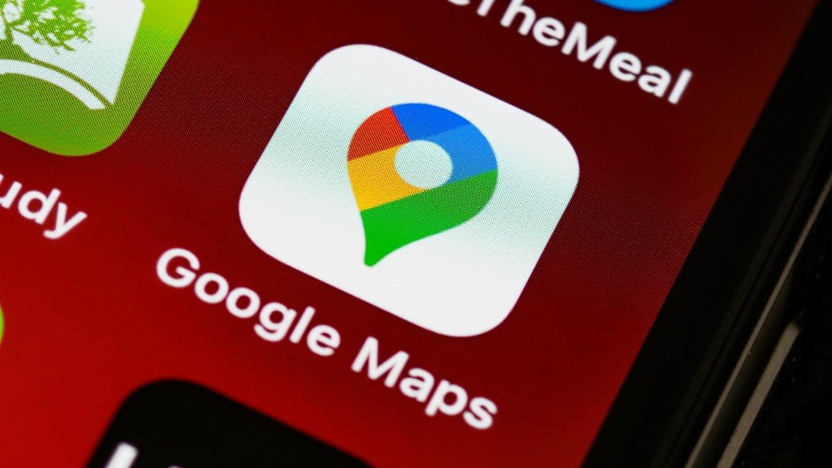 Detailed view of Google Maps app icon on a smartphone screen, showcasing digital navigation technology.