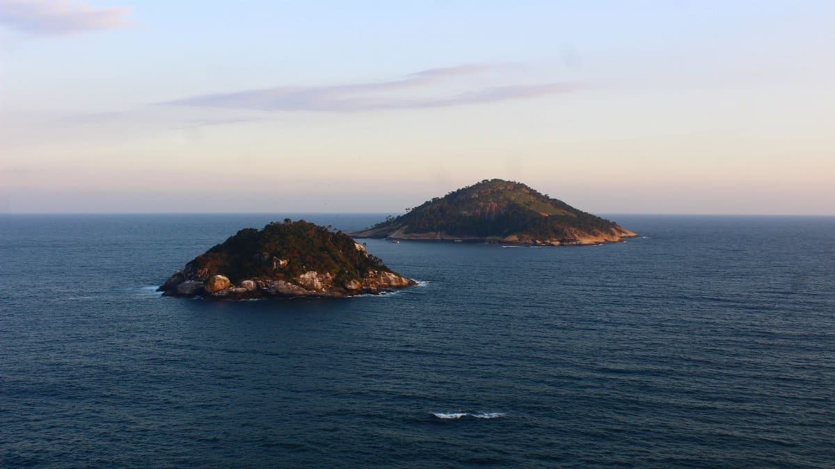 Beautiful view of the Cagarras Islands in Rio de Janeiro captured during sunset.