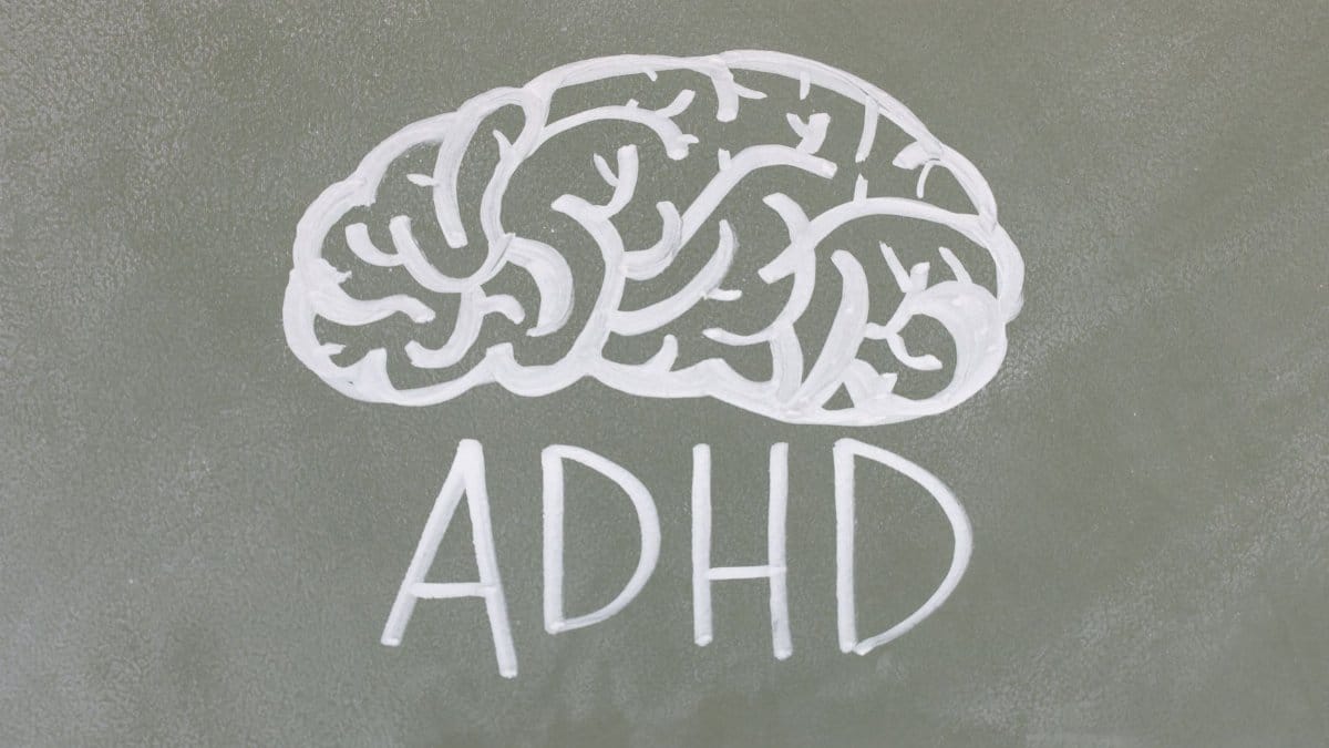Chalkboard drawing depicting ADHD for mental health awareness.