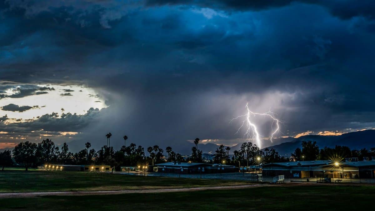 A stunning lightning storm captured over Redlands, CA, showcasing nature's power during a summer evening.