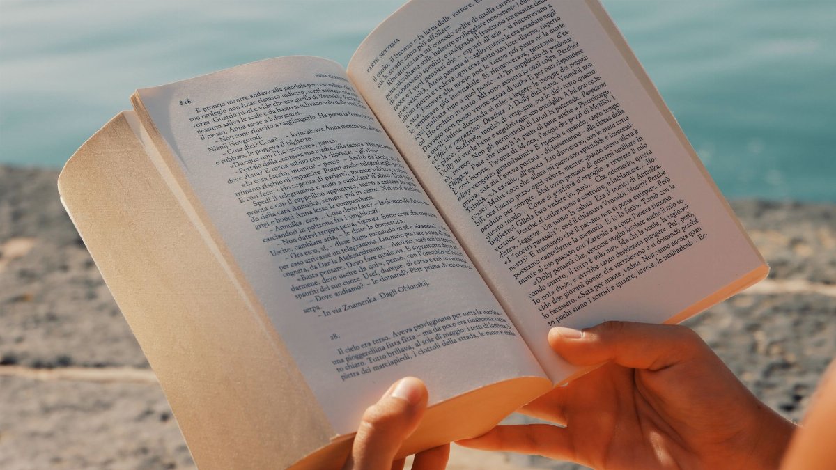 A person enjoys reading a book by the seaside in Syracuse, Sicily.