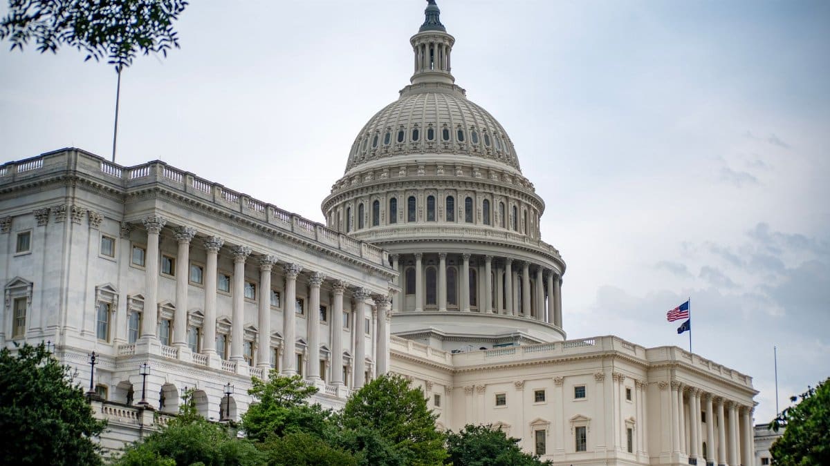 A scenic view of the iconic US Capitol Building symbolizing American democracy in Washington DC.