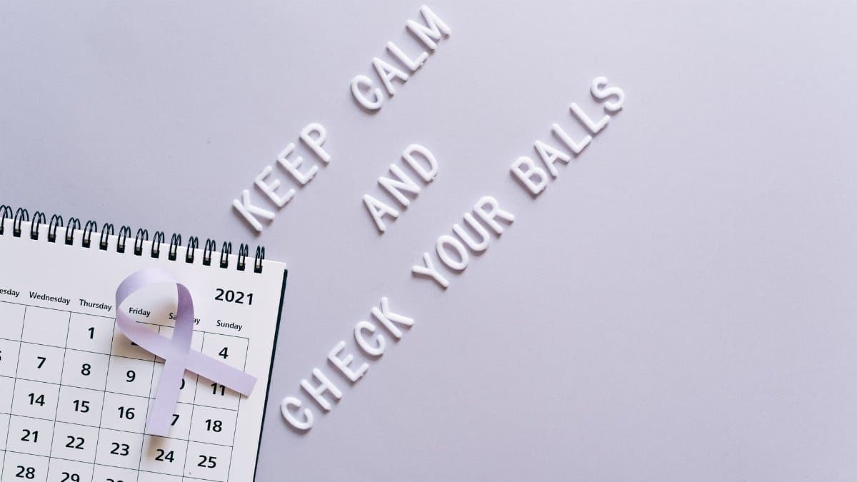 Cancer awareness concept with calendar and text reminder for self-check in minimalist style.