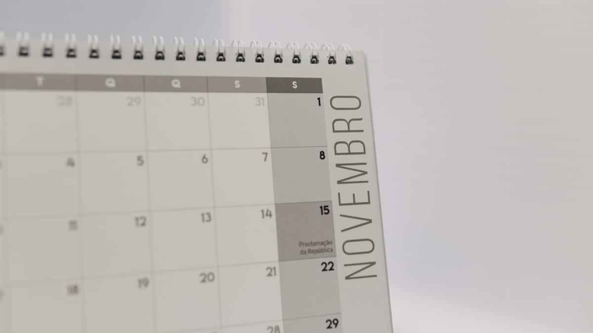 Close-up image of a November calendar page, featuring a minimalist design.