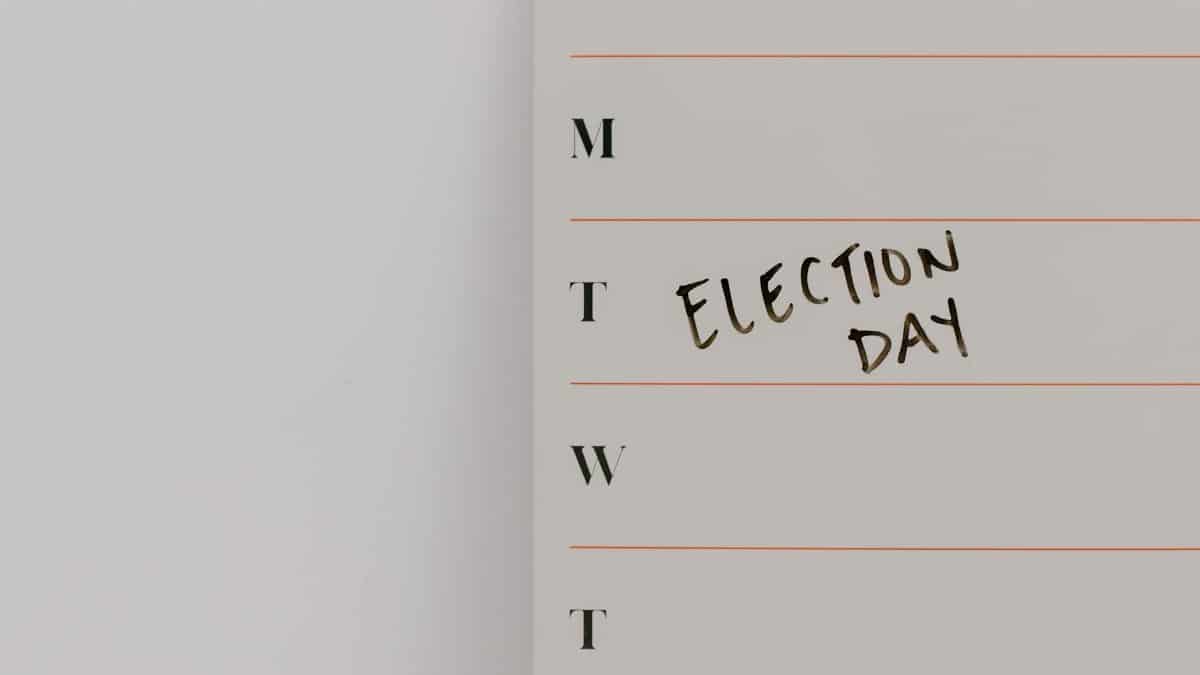 Minimalist calendar with Election Day marked, highlighting important dates.