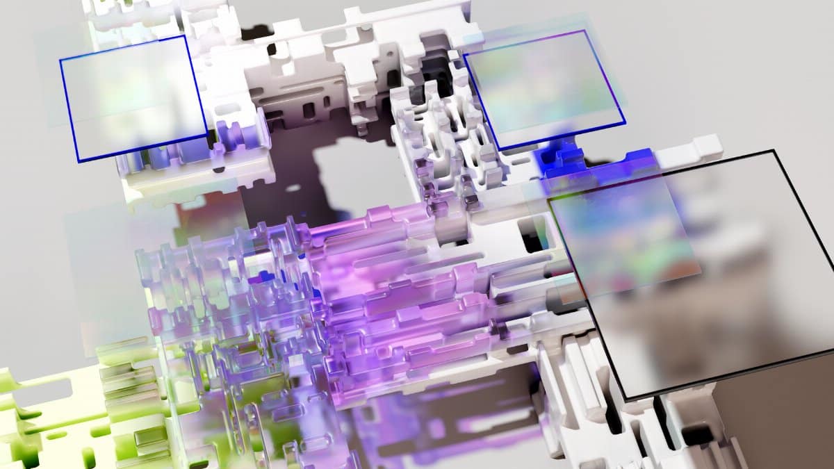 Colorful abstract 3D rendering showcasing AI and deep learning technology.